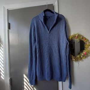 Cozy blue colored 3/4 zipup sweater Croft&Barrow